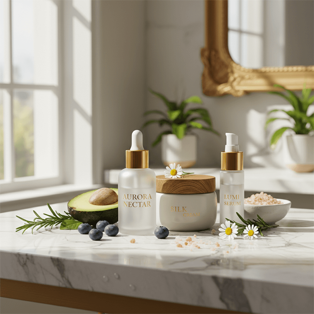 Premium skincare product collection display